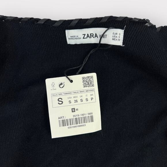 Zara Faux Leather Fringe Tassel Sweater Coat Small New - Picture 4 of 8